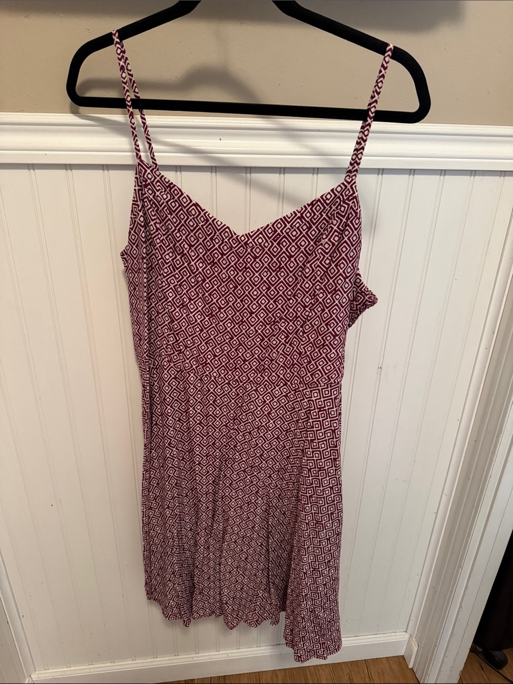 Old Navy Burgundy Geometric Spaghetti Strap Slip Dress